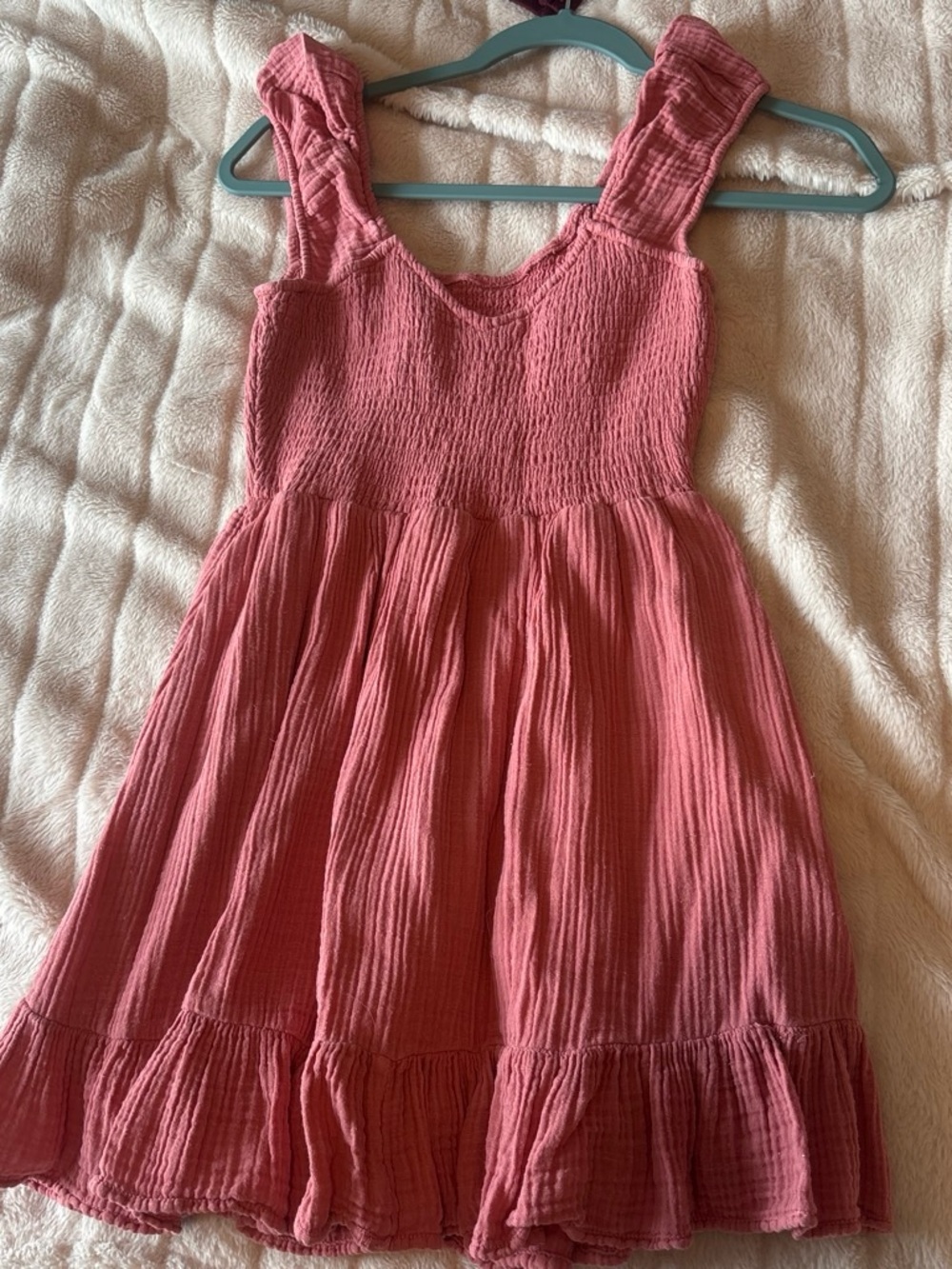 American Eagle Outfitters Girls' Rose Pink Ruffled Strap Sundress